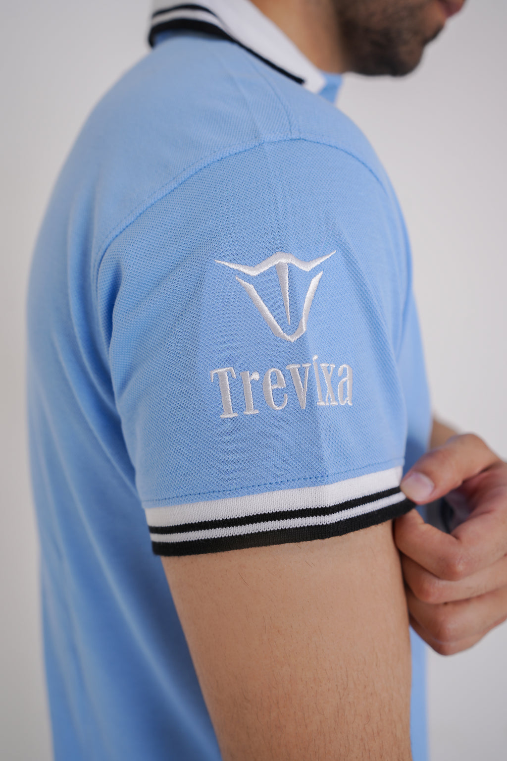 Sky Blue V-Neck Polo Shirt