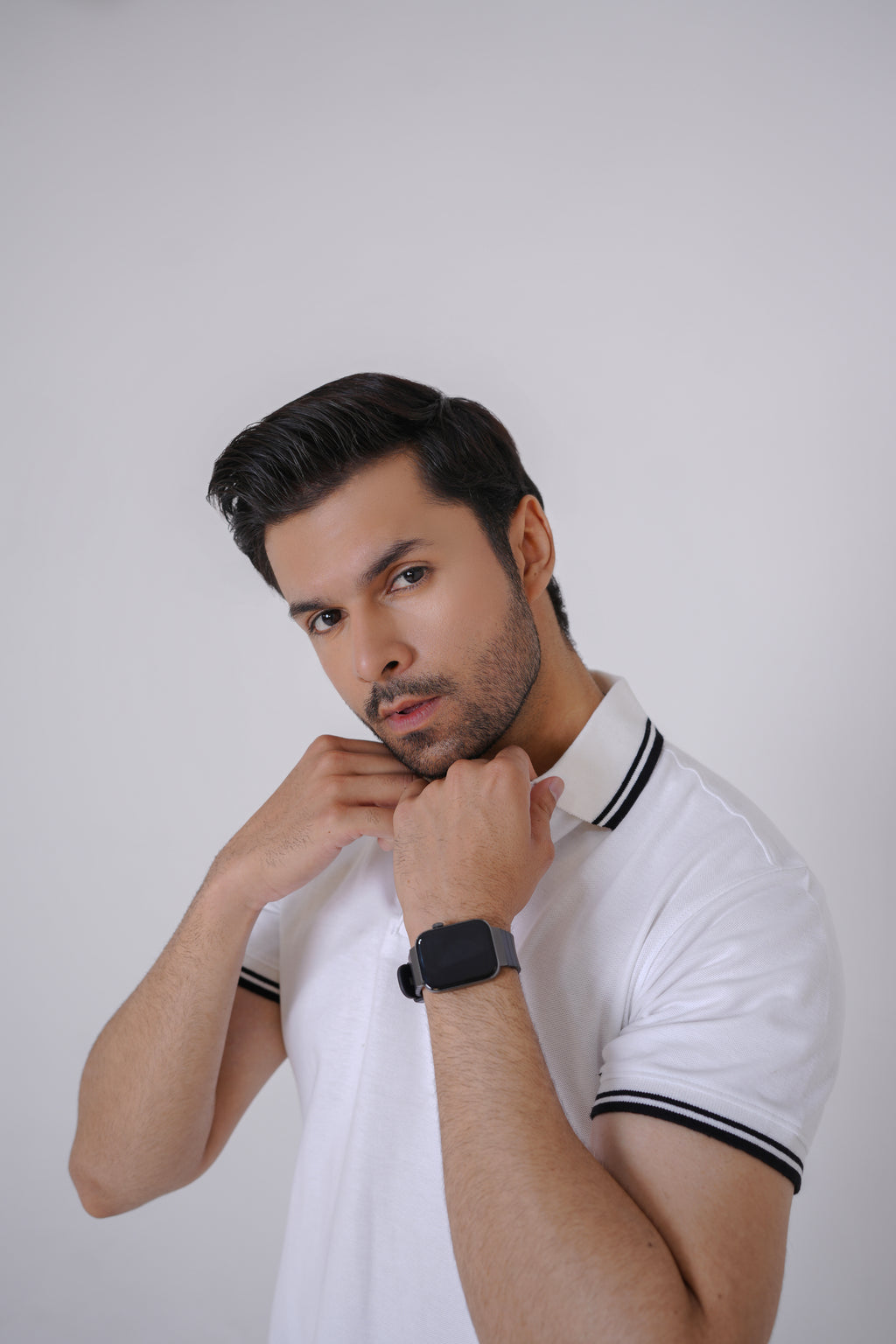 Classic White Button Polo Shirt – Soft Piqué Cotton