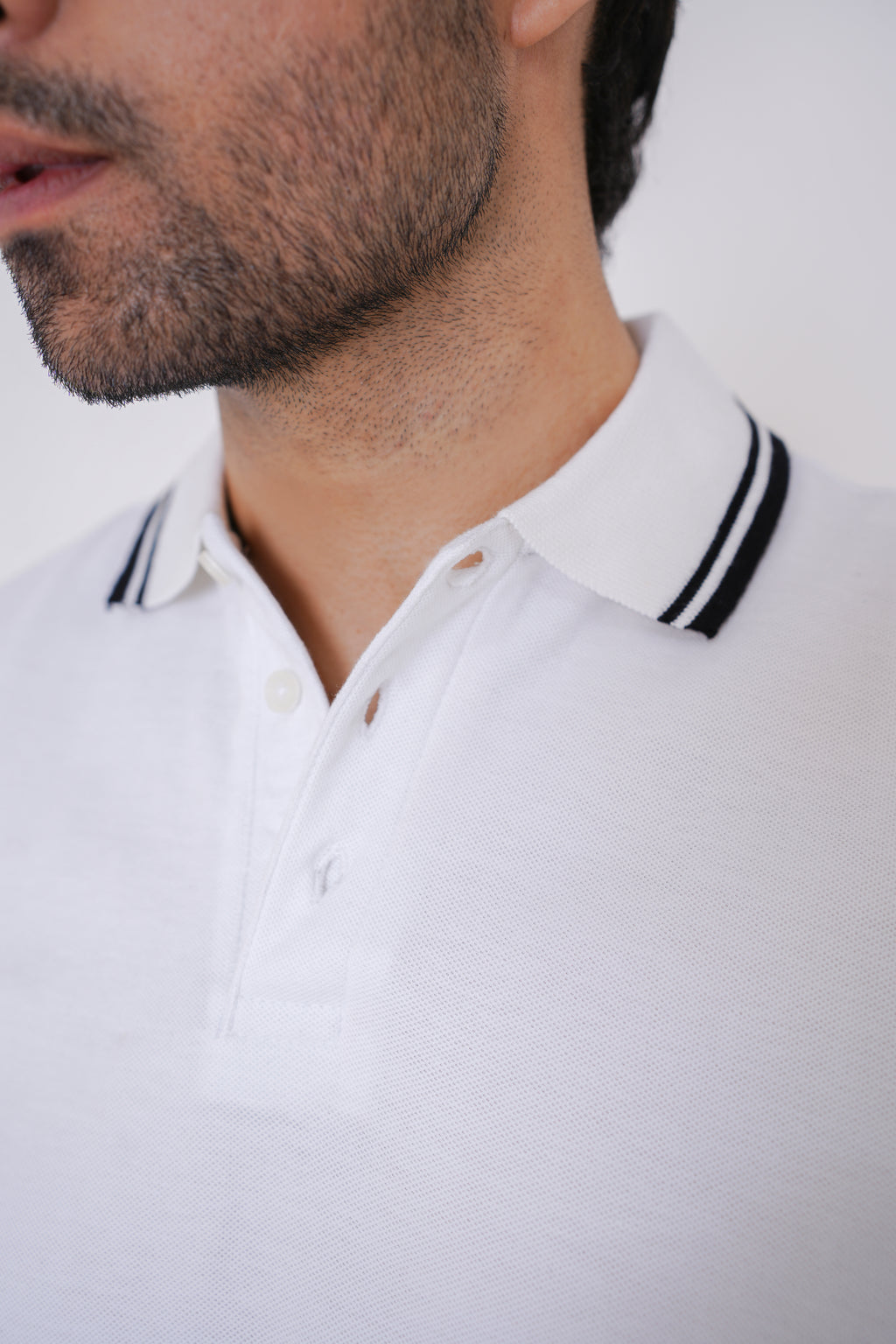 Classic White Button Polo Shirt – Soft Piqué Cotton