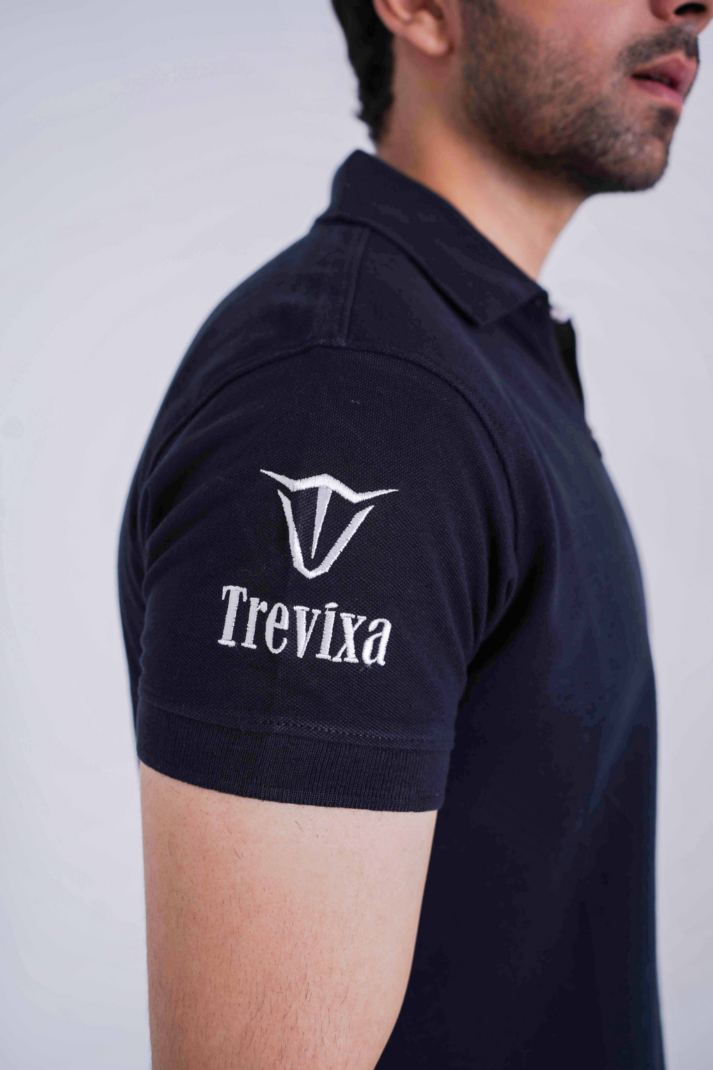 Men’s Black Zipper Pique Polo Shirt