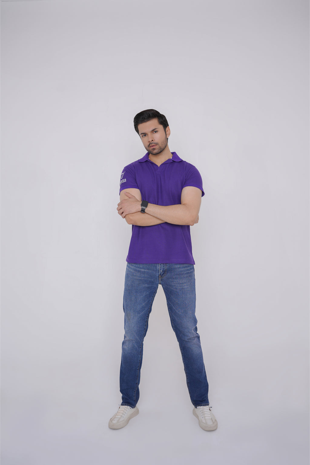 Purple V-Neck Polo Shirt – Comfortable & Stylish