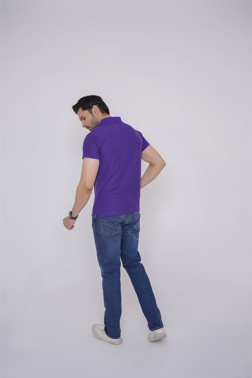 Purple V-Neck Polo Shirt – Comfortable & Stylish